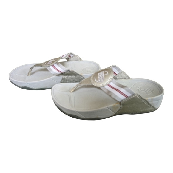 FitFlop gray with red stripe thong sandals EU 36 US 5 GUC - Picture 1 of 6